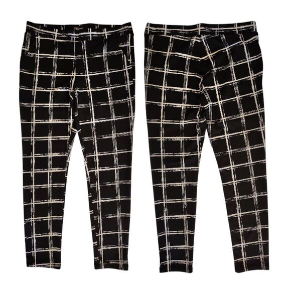 Y2K Joyous LA Black White Plaid Pull On High Waist Ankle Grunge Pants Large - Picture 8 of 12